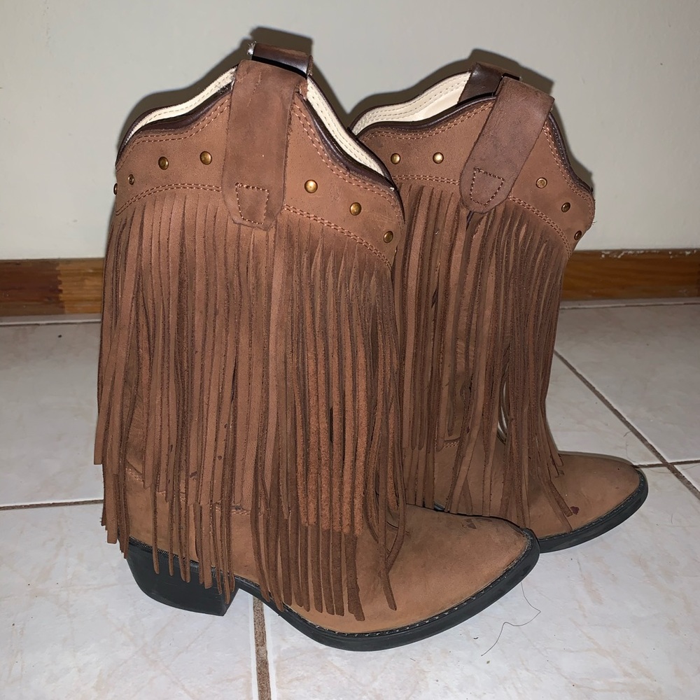 Girls brown Fringe Cowboy Boots